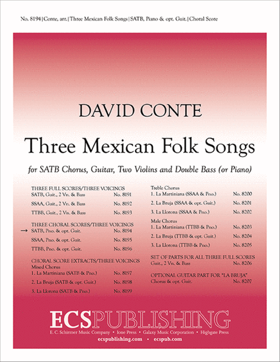 Three Mexican Folk Songs Three Mexican Folk Songs 4-Part scores gallery preview page 1