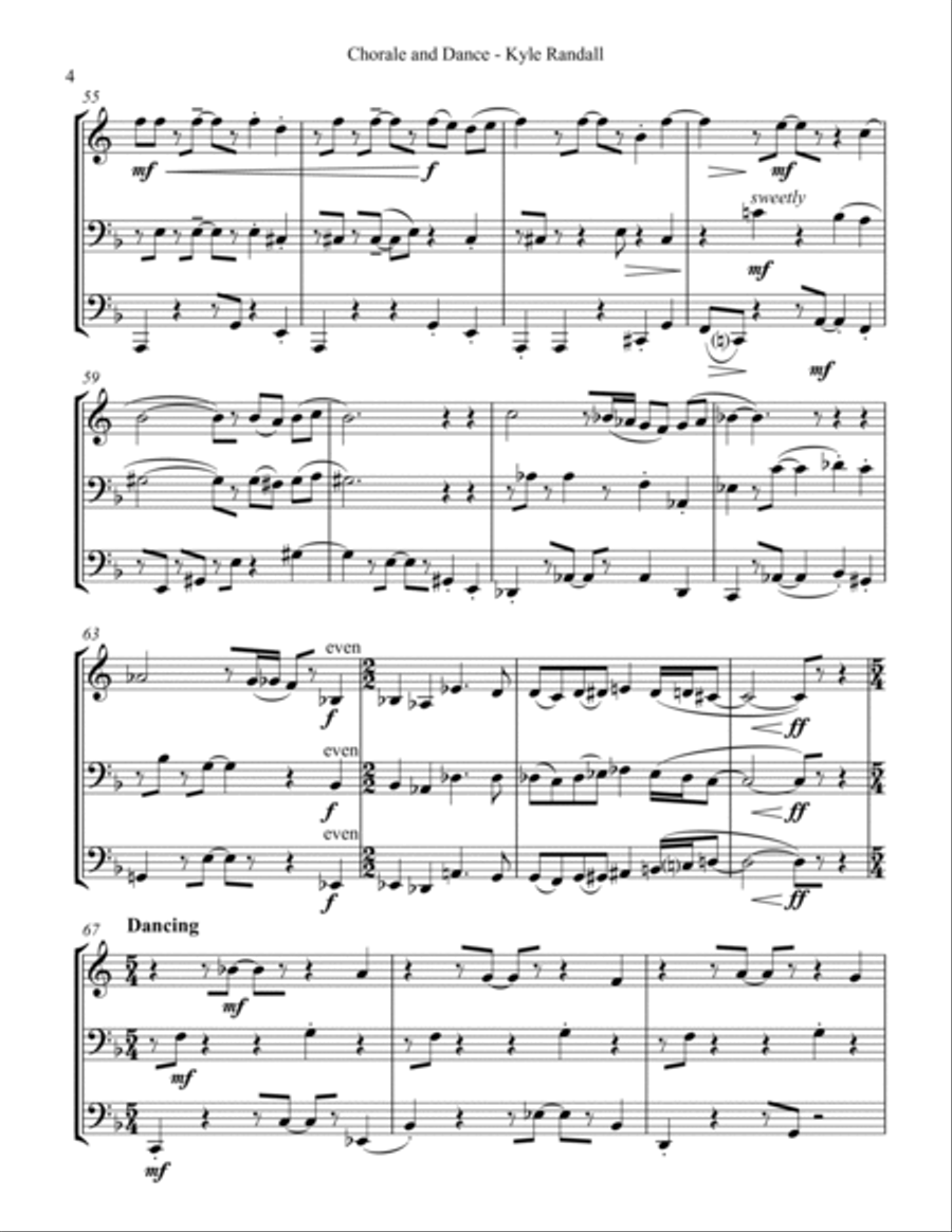 Chorale and Dance for low brass trio Brass Trio scores gallery preview page 6