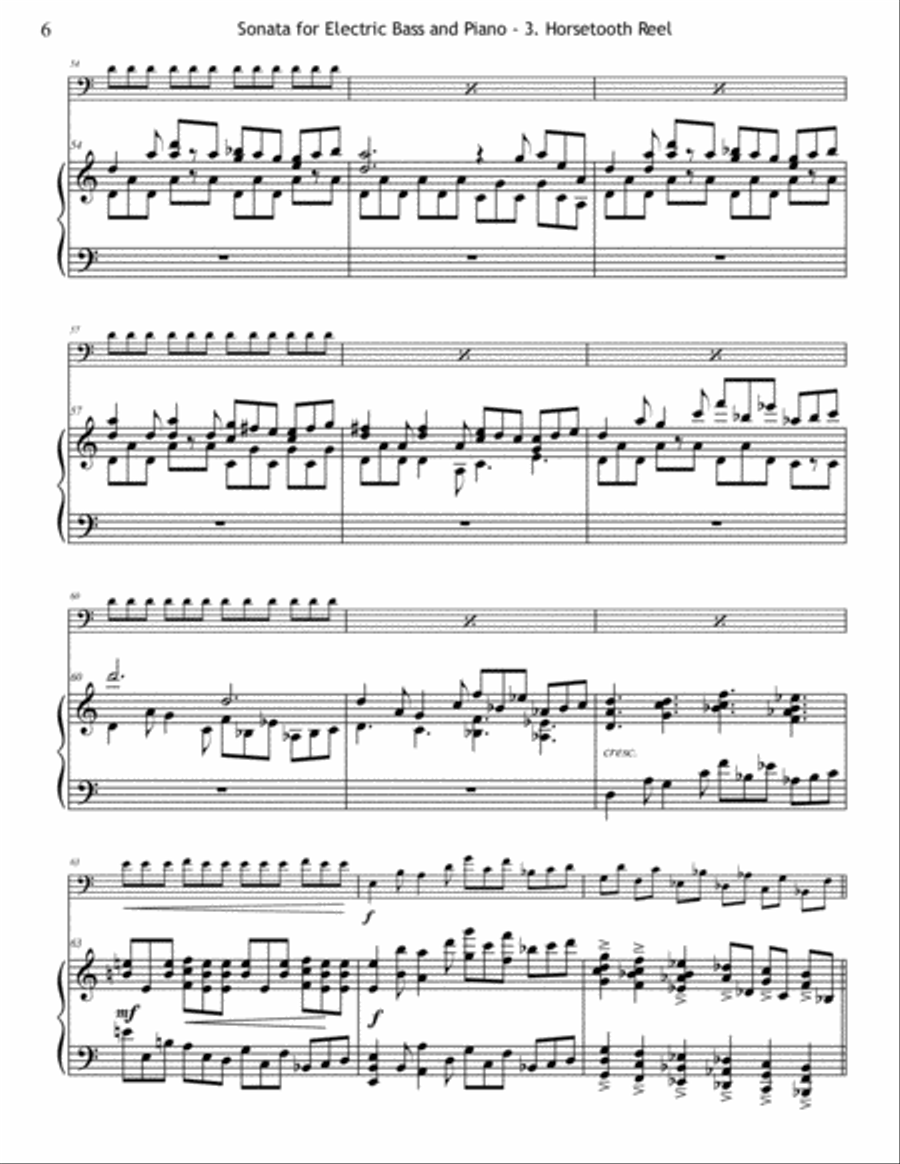 Sonata for Electric Bass and Piano - 3rd Mvt. only String Duet scores gallery preview page 6