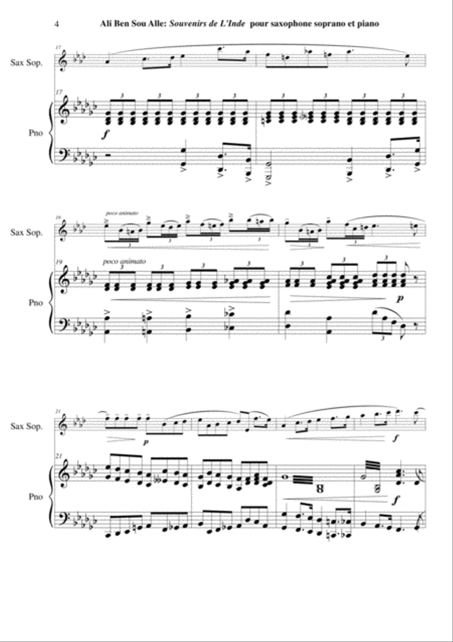 Ali Ben Sou Alle :Souvenirs de l'Inde Andante, Air Malabar varié et Polonnaise for soprano saxophone Soprano Saxophone scores gallery preview page 4