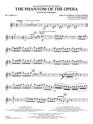 The Phantom Of The Opera (Soundtrack Highlights) (arr. Paul Murtha) - Bb Clarinet 2