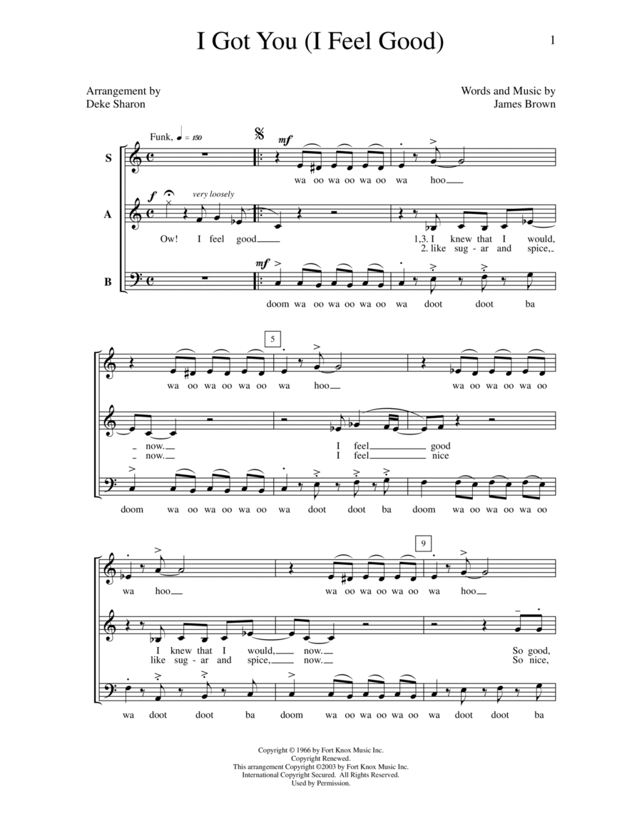 I Got You (I Feel Good) I Got You (I Feel Good) 3-Part scores gallery preview page 1