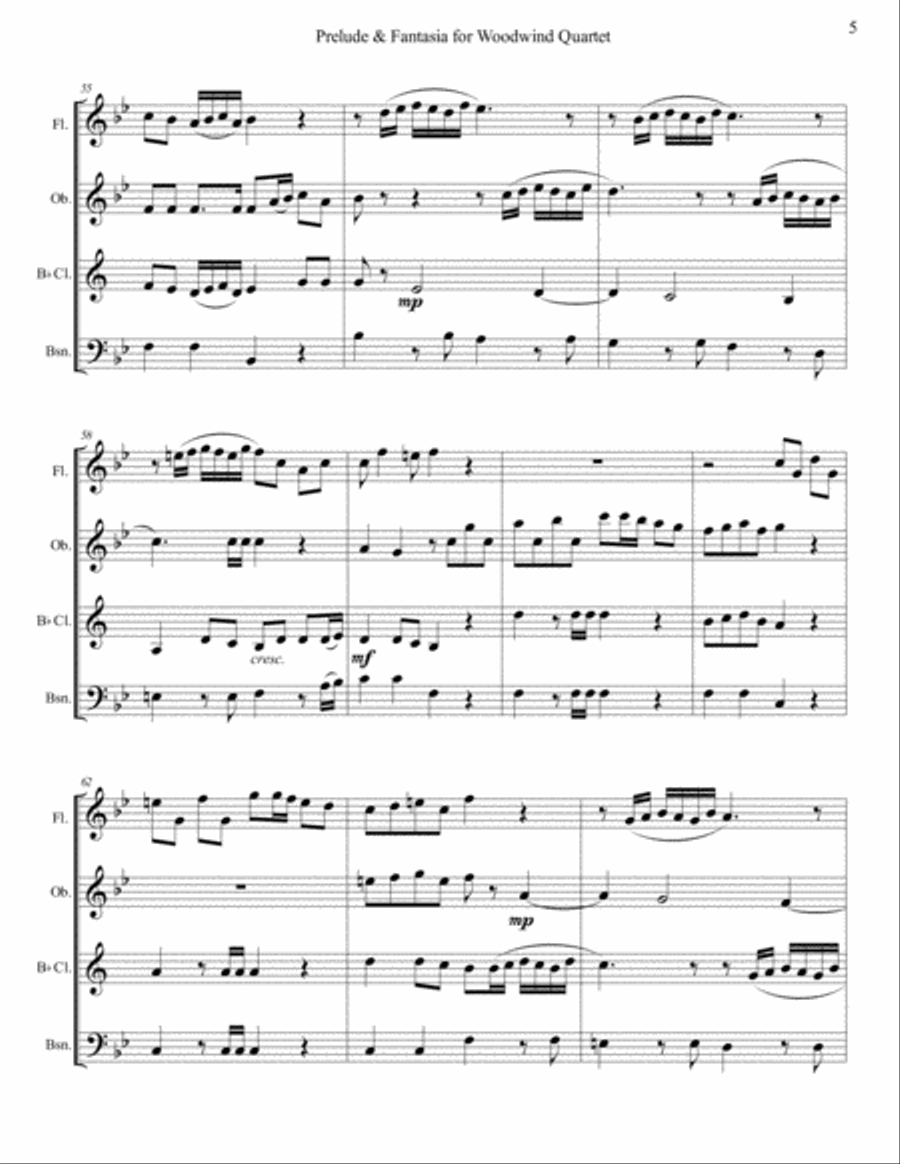 Prelude & Fantasia for Woodwind Quartet Woodwind Quartet scores gallery preview page 5