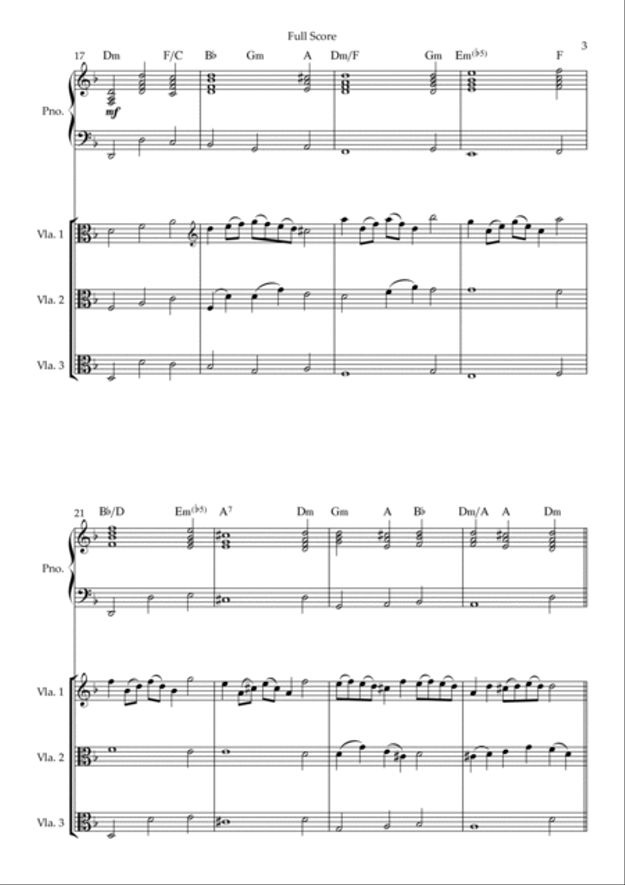 Rondeau (from Abdelazer) for Viola Trio and Piano Accompaniment with Chords Piano Quartet scores gallery preview page 3