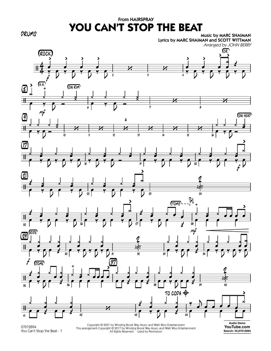 You Can't Stop the Beat (from Hairspray) - Drums Jazz Ensemble scores gallery preview page 1