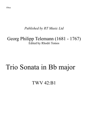Book cover for Telemann Trio Sonata in Bb major TWV42:B1. Trumpet (oboe) parts.