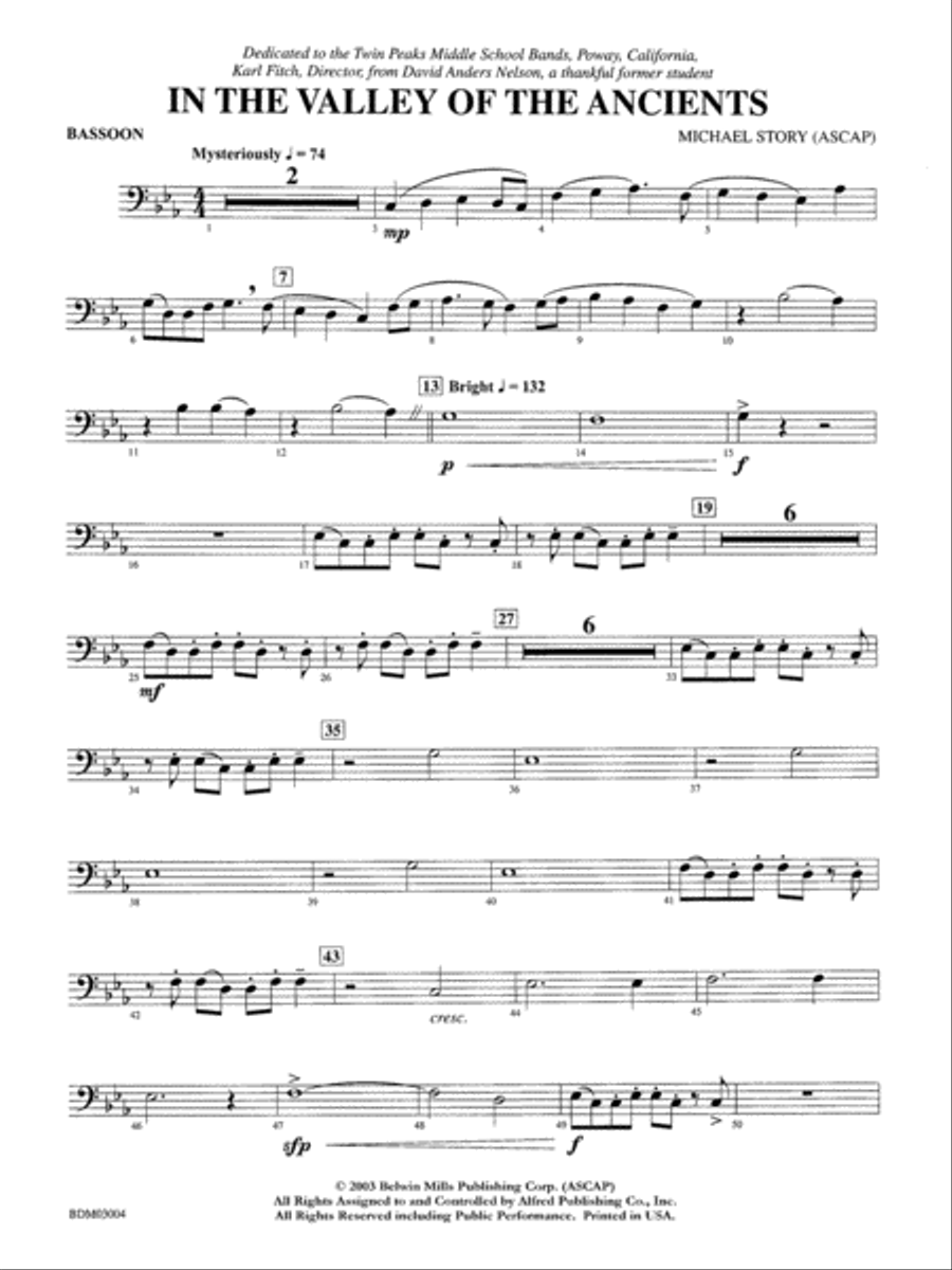 In the Valley of the Ancients: Bassoon Concert Band scores gallery preview page 1