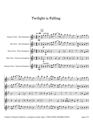 Book cover for Twilight Is Falling for Saxophone Quartet in Schools