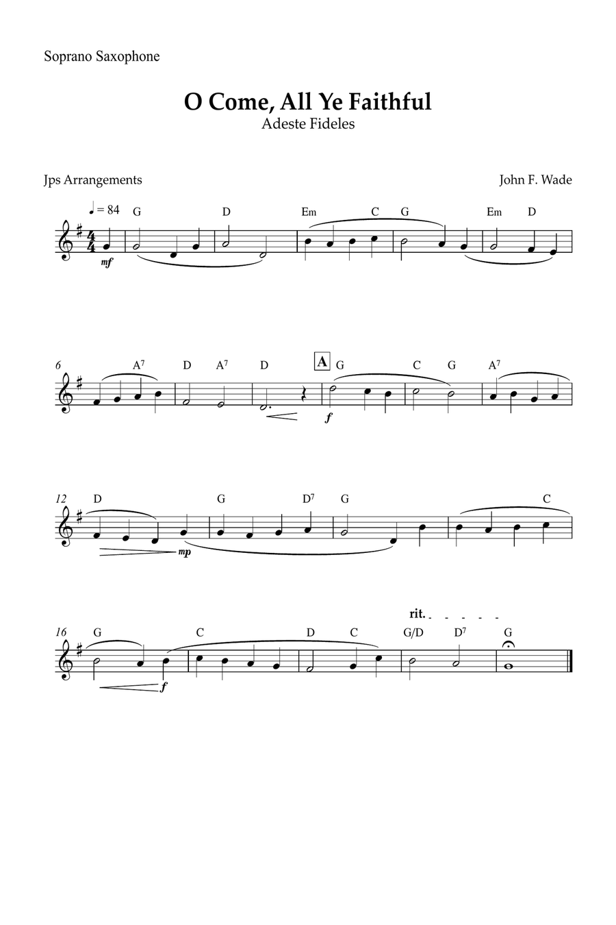 O Come, All Ye Faithful for Sax quartet Saxophone Quartet scores gallery preview page 3