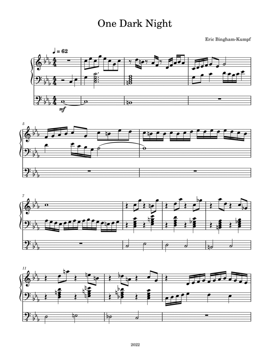 One Dark Night Organ Solo scores gallery preview page 1