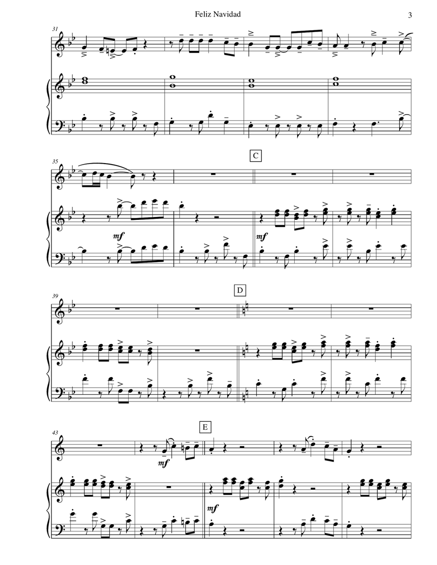 Feliz Navidad Trumpet Solo scores gallery preview page 5