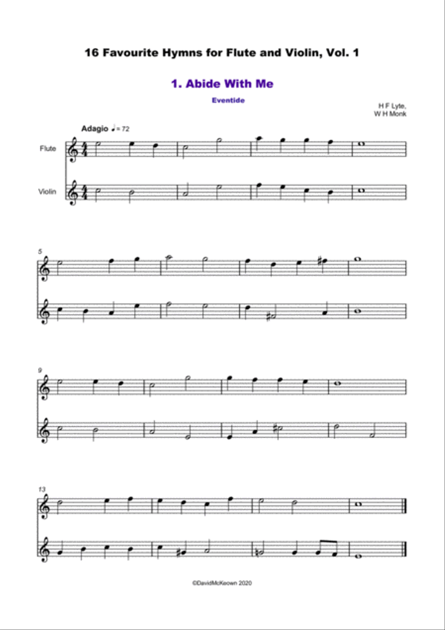 16 Favourite Hymns Vol.1 for Flute and Violin Duet Flute scores gallery preview page 2