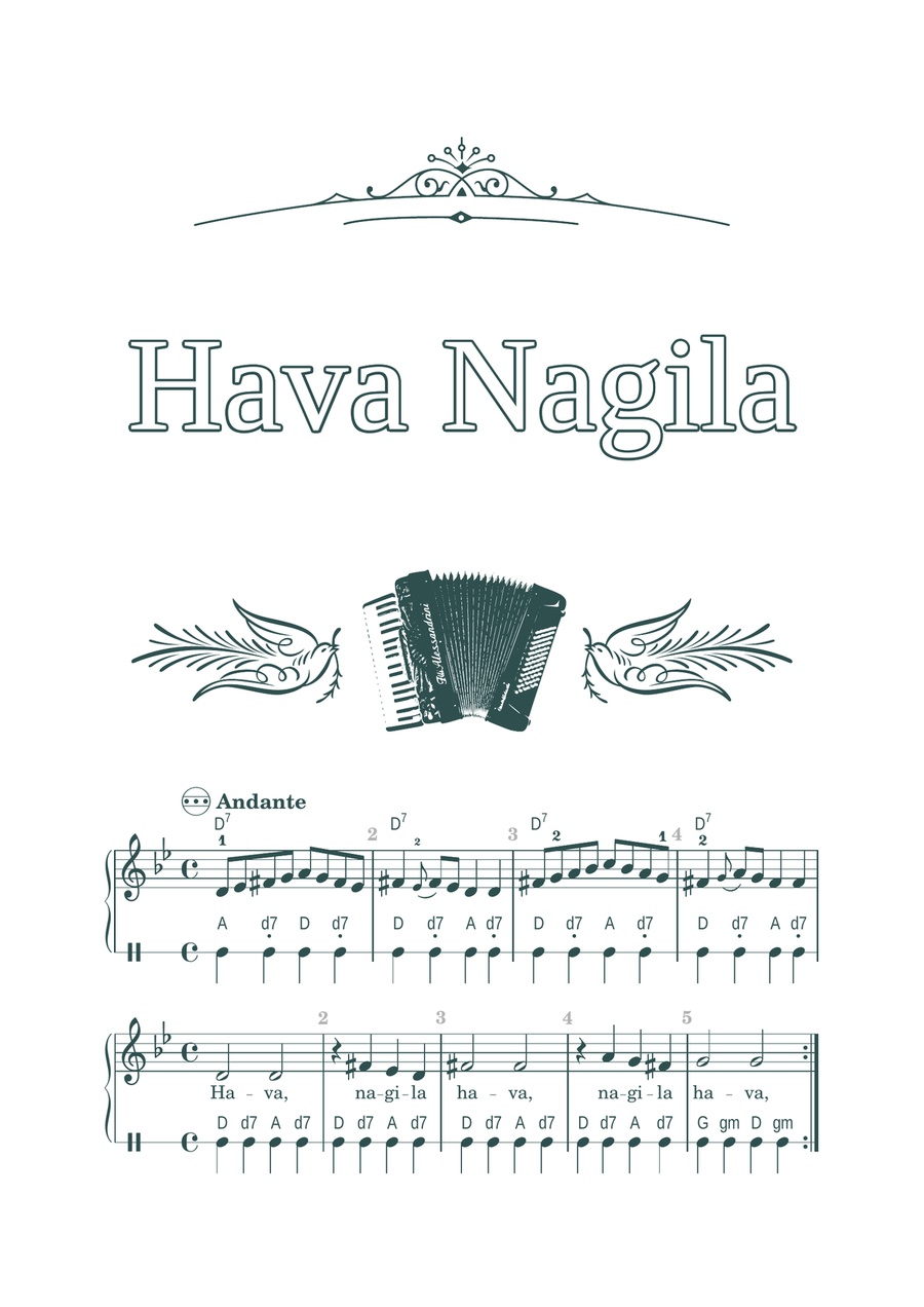 Hava Nagila (for accordion) Accordion scores gallery preview page 2