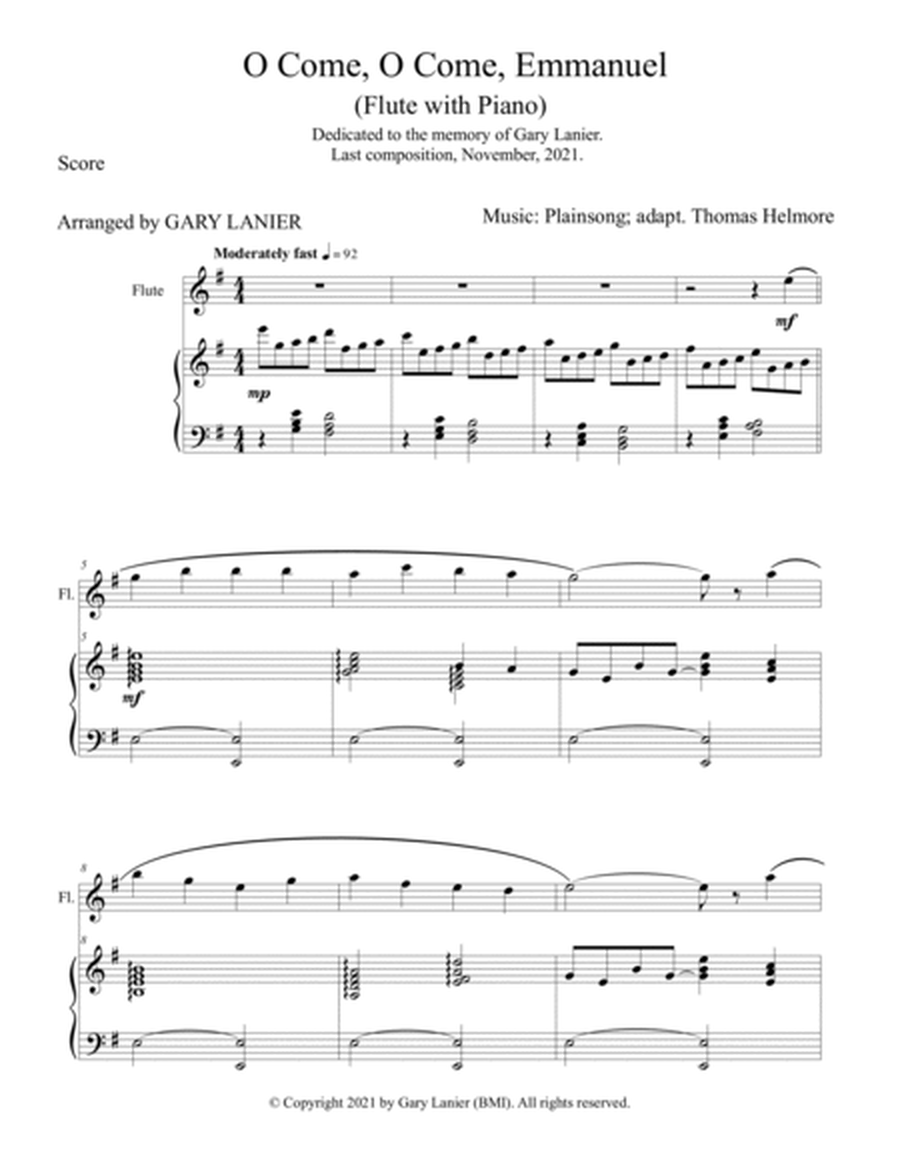 CHRISTMAS HYMNS for Flute and Piano (Includes Score & Parts) image number null