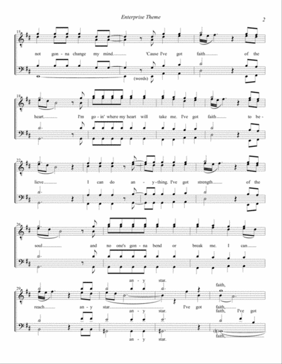 Enterprise Theme (where My Heart Will Take Me) TTBB scores gallery preview page 2