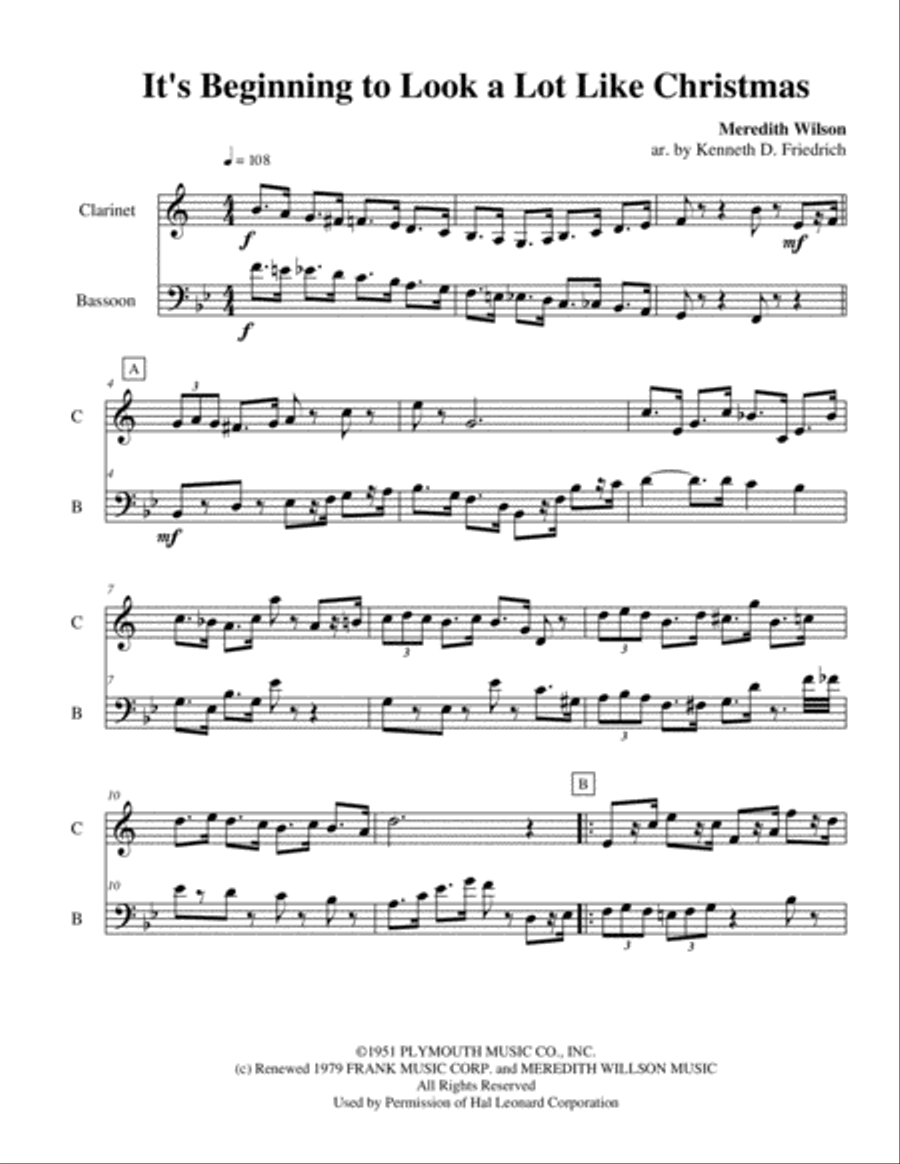 It's Beginning To Look Like Christmas Woodwind Duet scores gallery preview page 1