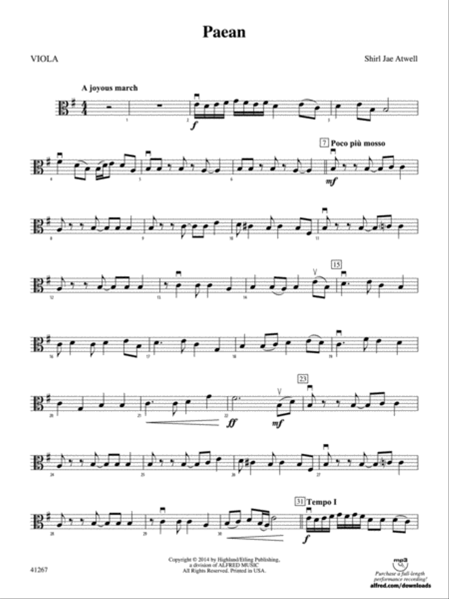 Paean: Viola String Orchestra scores gallery preview page 1