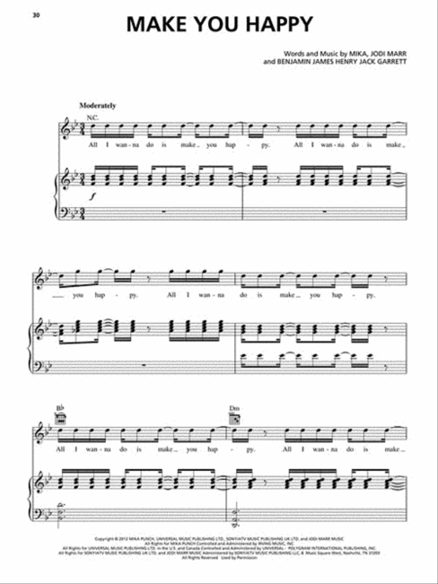 Mika - The Origin of Love Piano, Vocal, Guitar scores gallery preview page 4
