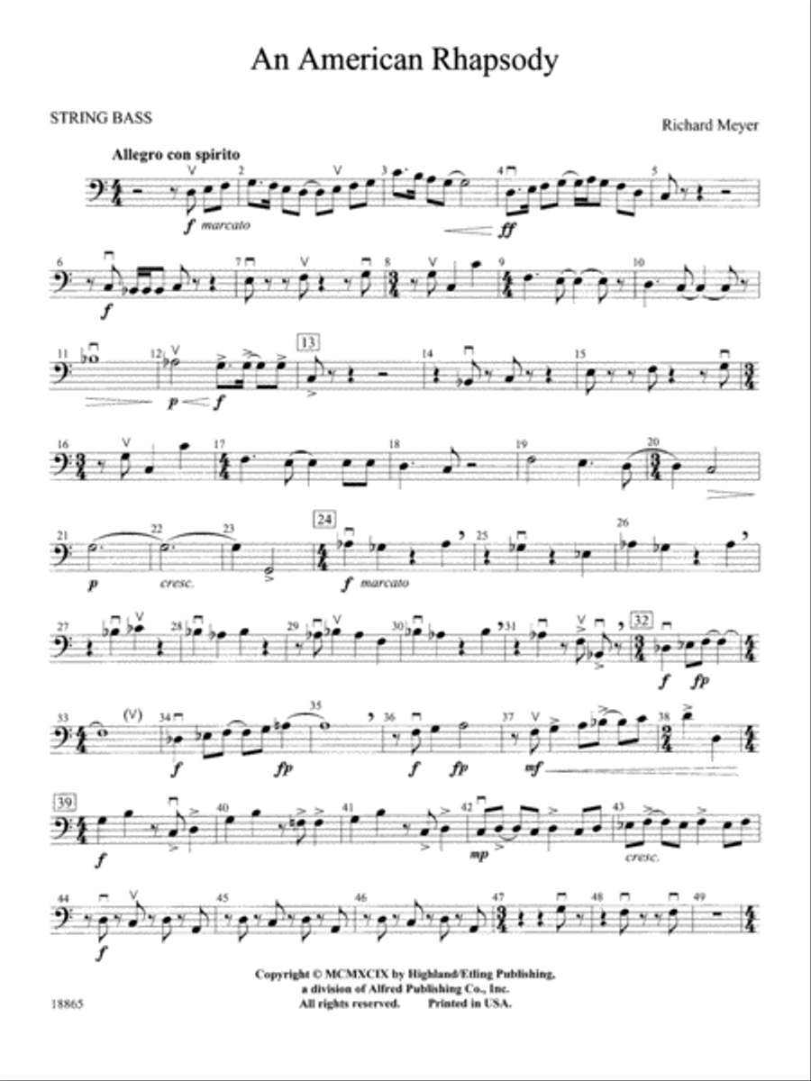 An American Rhapsody: String Bass Full Orchestra scores gallery preview page 1