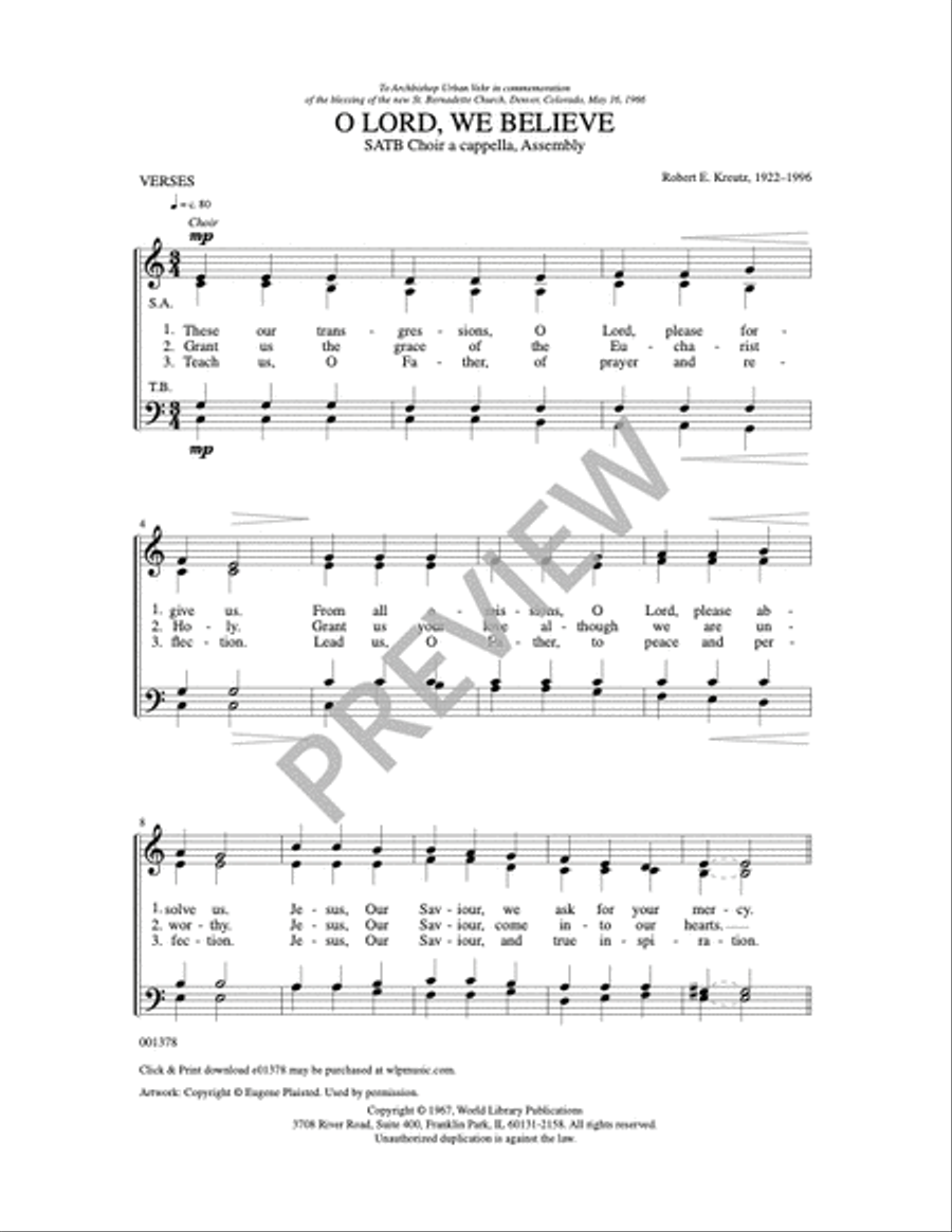 O Lord, We Believe O Lord, We Believe 4-Part scores gallery preview page 2