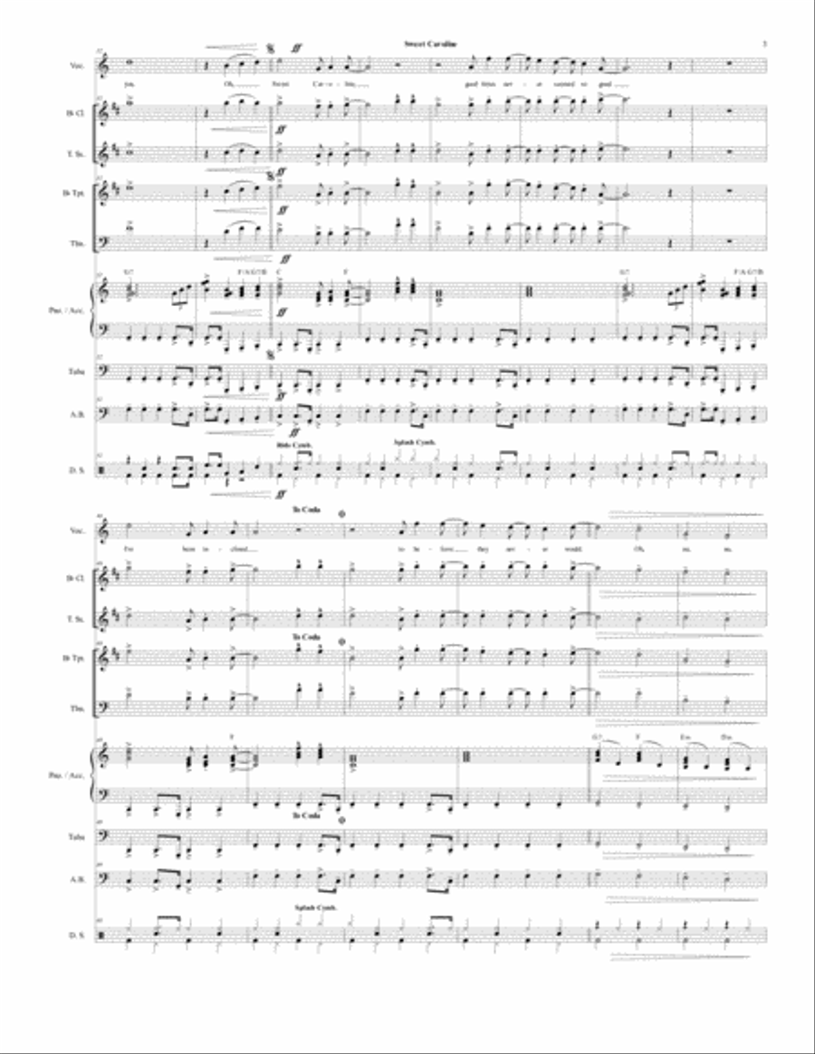 Sweet Caroline Large Ensemble scores gallery preview page 3