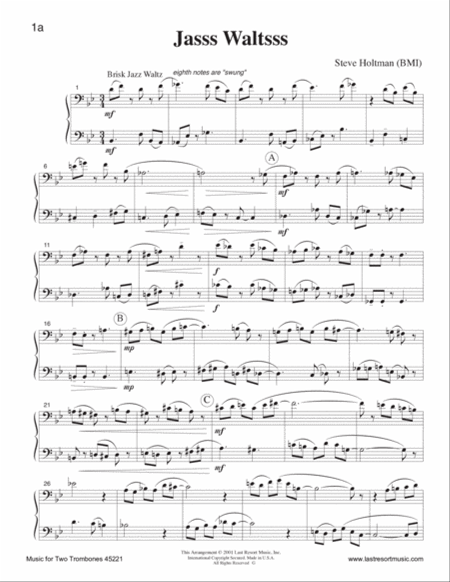 Music for Two Trombones Volume 1 Duets in a Jazzy & Classical Style 45211 Trombone Duet scores gallery preview page 4