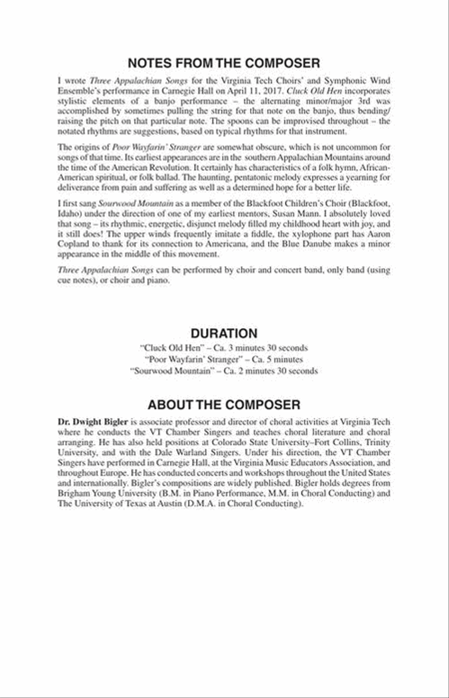Three Appalachian Songs 4-Part scores gallery preview page 3