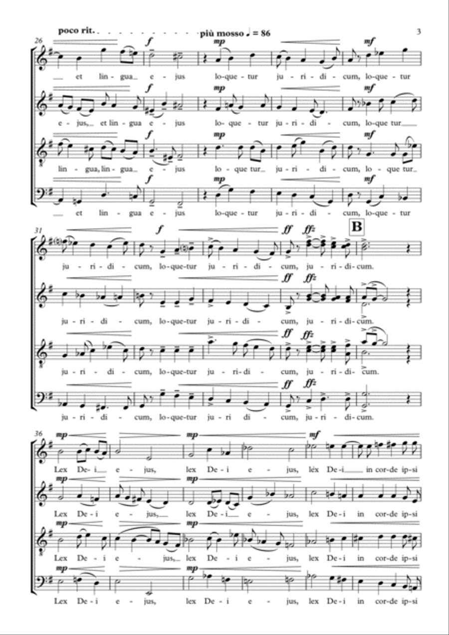 Three Motets, Op.297: 1. Os Justi 2. O Vos Omnes 3. Cantate Domino 4-Part scores gallery preview page 3