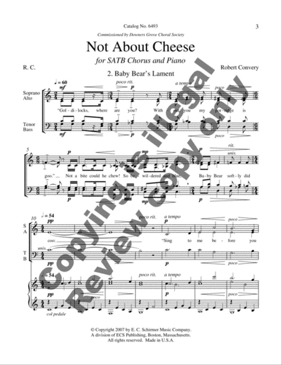 Not About Cheese: 2. Baby Bear's Lament 4-Part scores gallery preview page 6