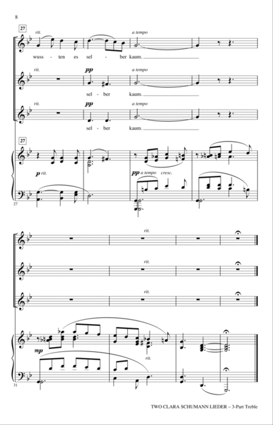 Two Clara Schumann Lieder (arr. Nathan Payant) SSA scores gallery preview page 5
