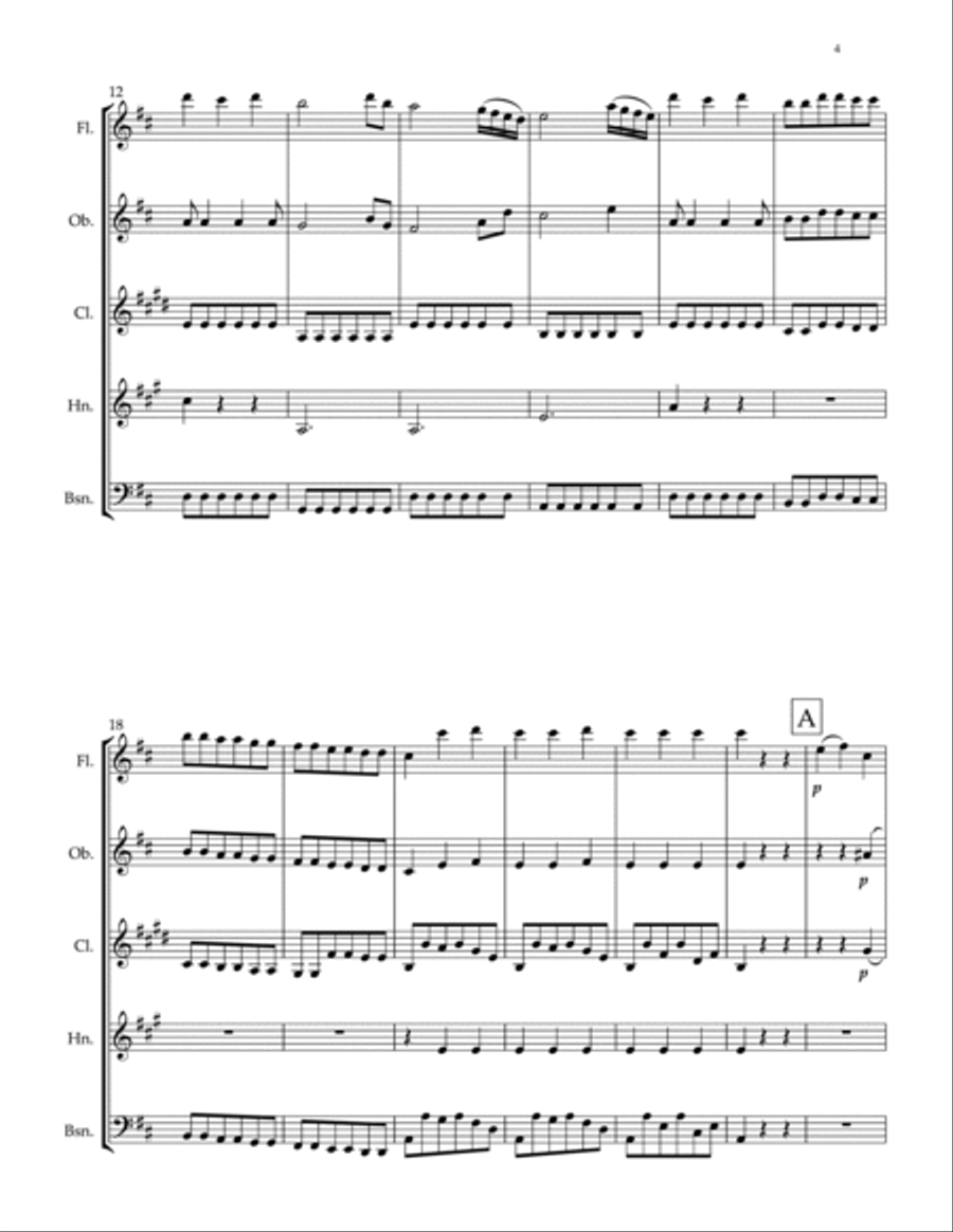 Divertimento in D-Major Woodwind Quintet scores gallery preview page 6