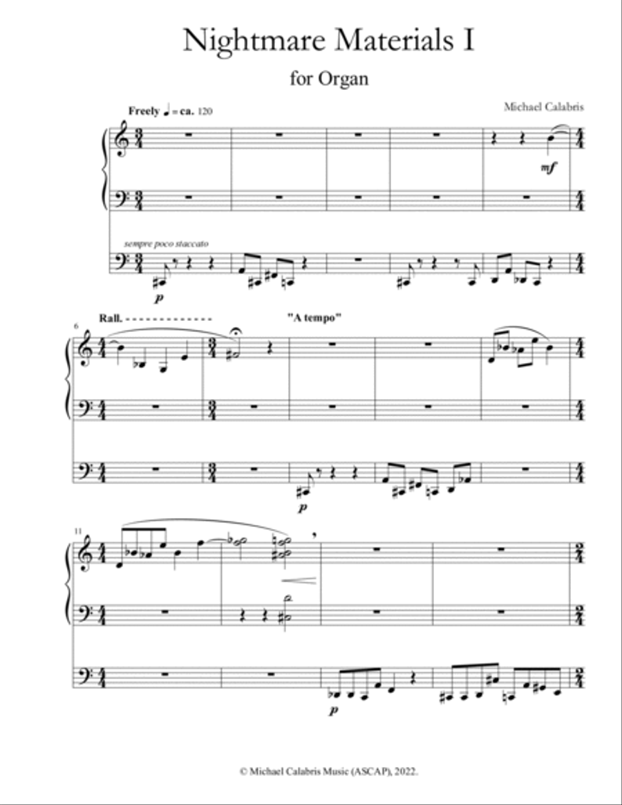 Nightmare Materials I (for Organ)
