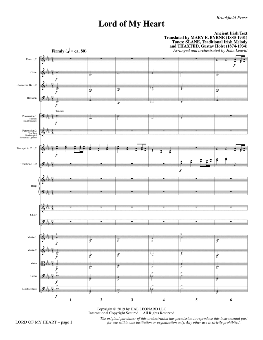 Lord of My Heart - Full Score Choir scores gallery preview page 1