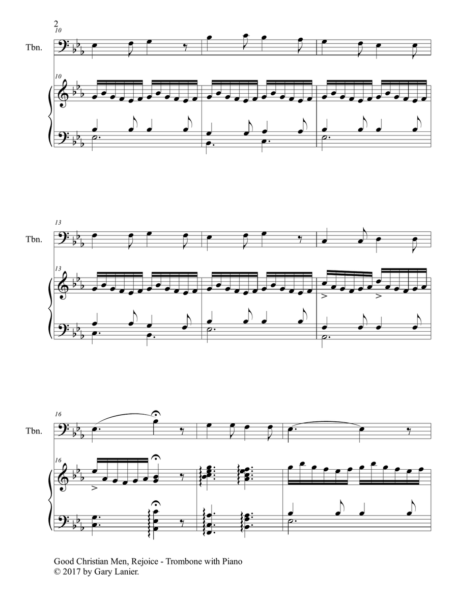 GOOD CHRISTIAN MEN, REJOICE (Trombone with Piano & Score/Part) Piano scores gallery preview page 3