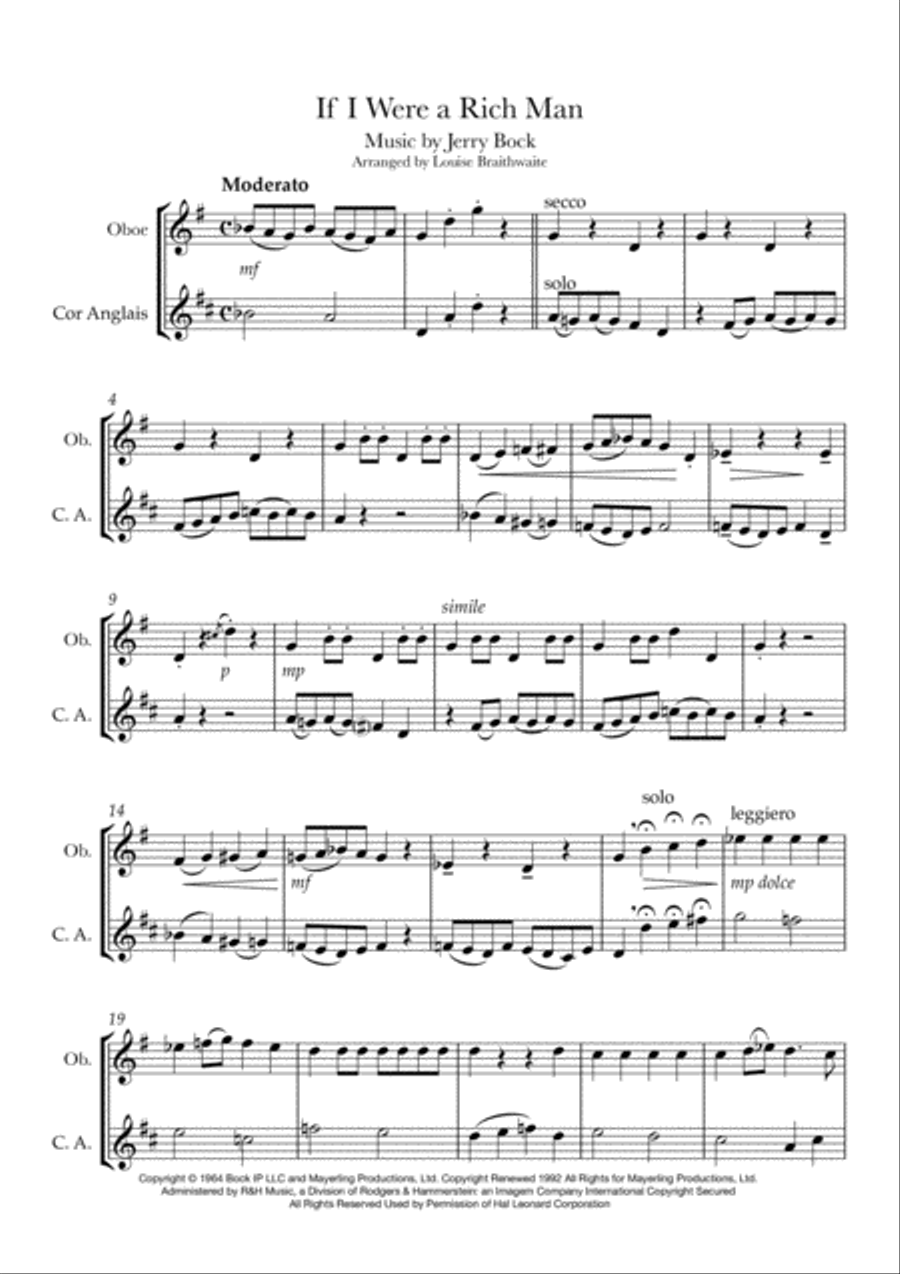 If I Were A Rich Man Woodwind Duet scores gallery preview page 2