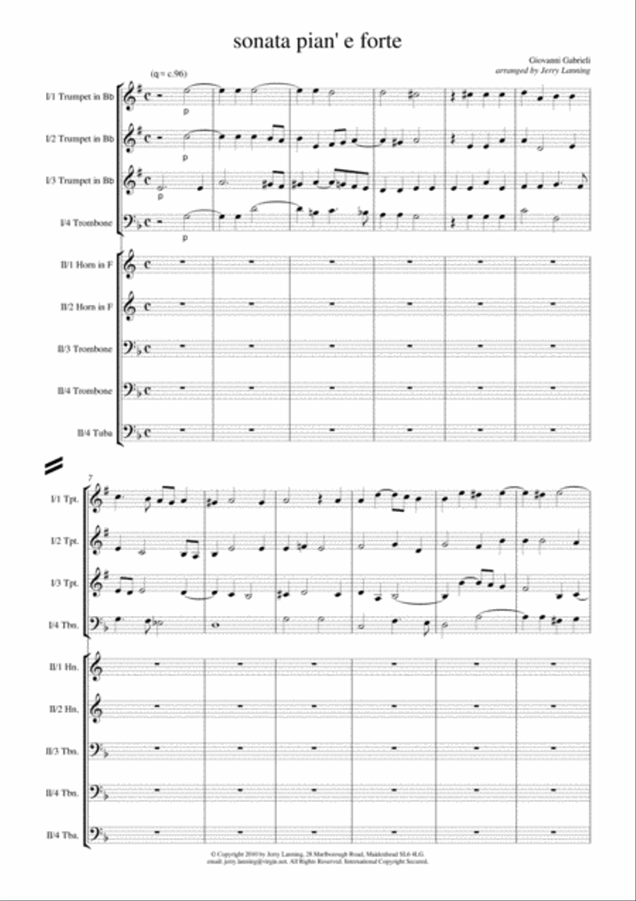 Sonata pian' e forte by Giovanni Gabrieli arranged for brass Brass Ensemble scores gallery preview page 2