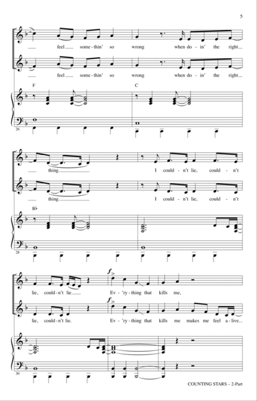 Counting Stars (arr. Mark Brymer) 2-Part scores gallery preview page 4