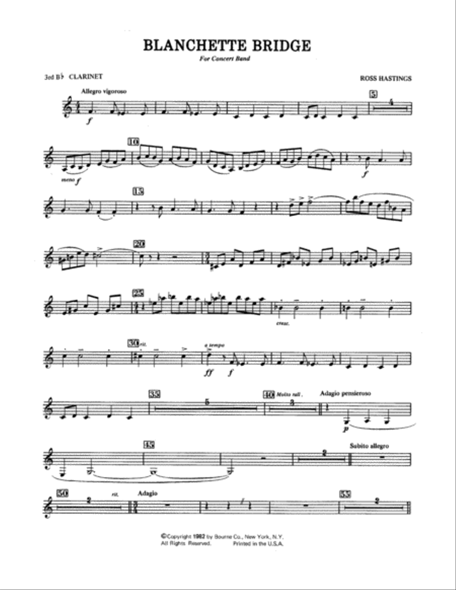 Blanchette Bridge - 3rd Bb Clarinet Concert Band scores gallery preview page 1