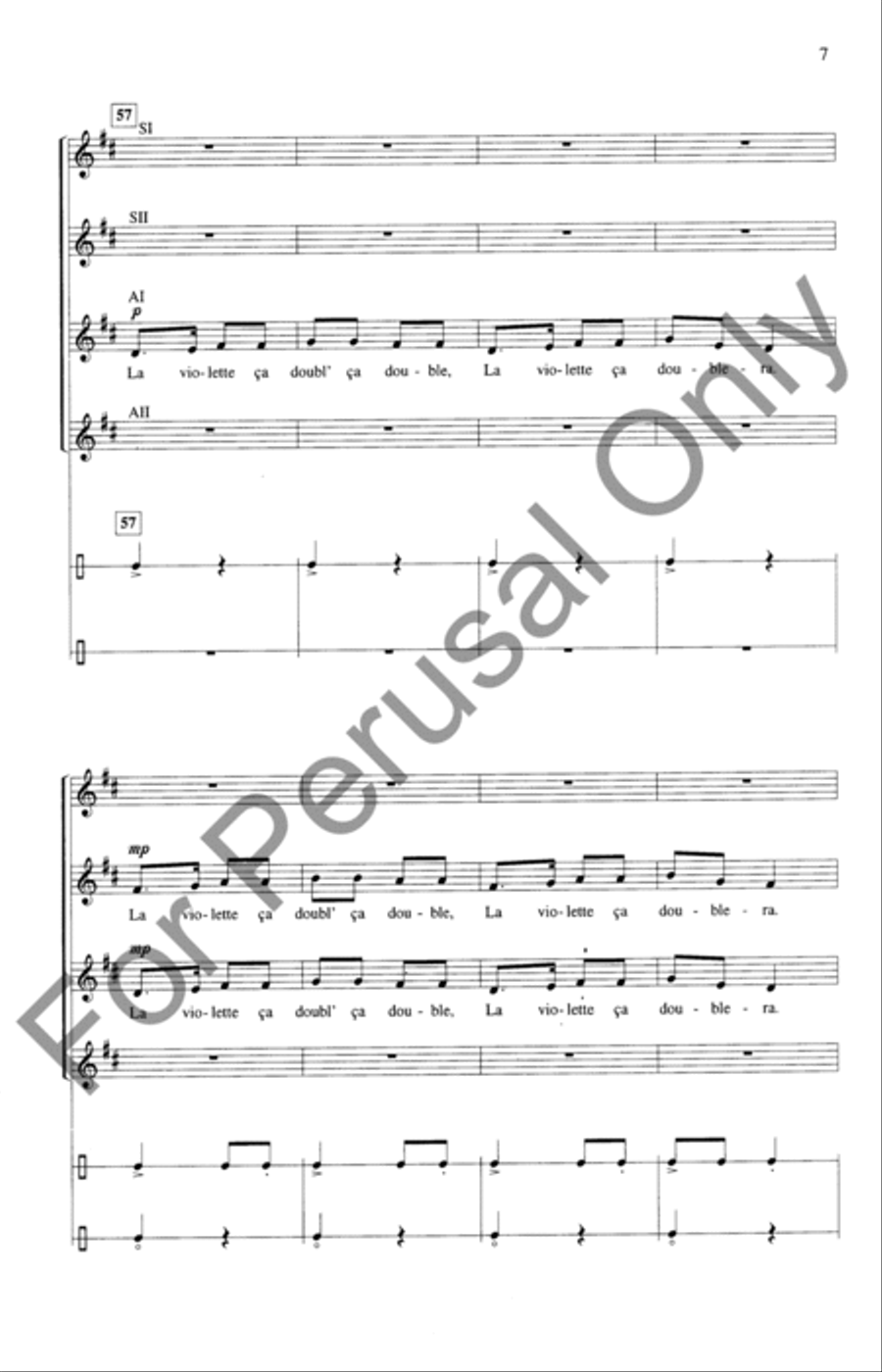 La Violette (Choral Score) SSAA scores gallery preview page 6