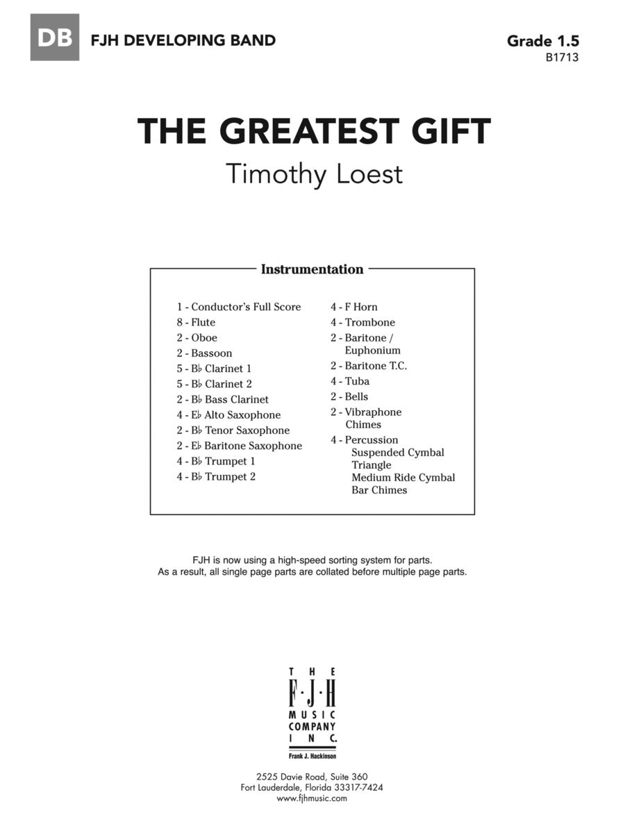 The Greatest Gift: Score Concert Band scores gallery preview page 1