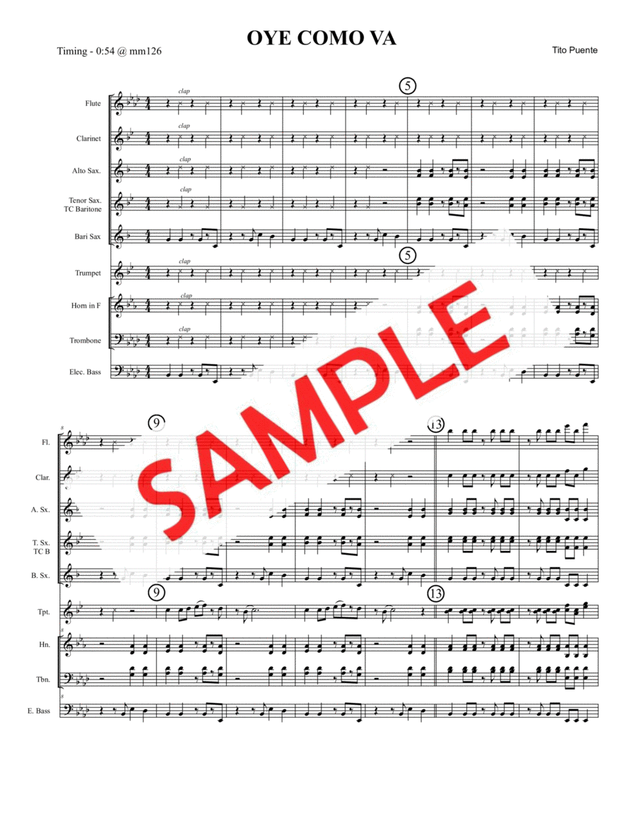 Oye Como Va Jazz Ensemble scores gallery preview page 1