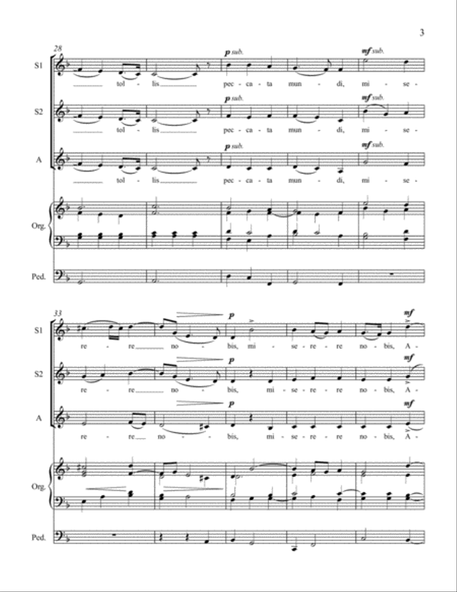 Agnus Dei for SSA Chorus, Violin Solo and Organ SSA scores gallery preview page 5