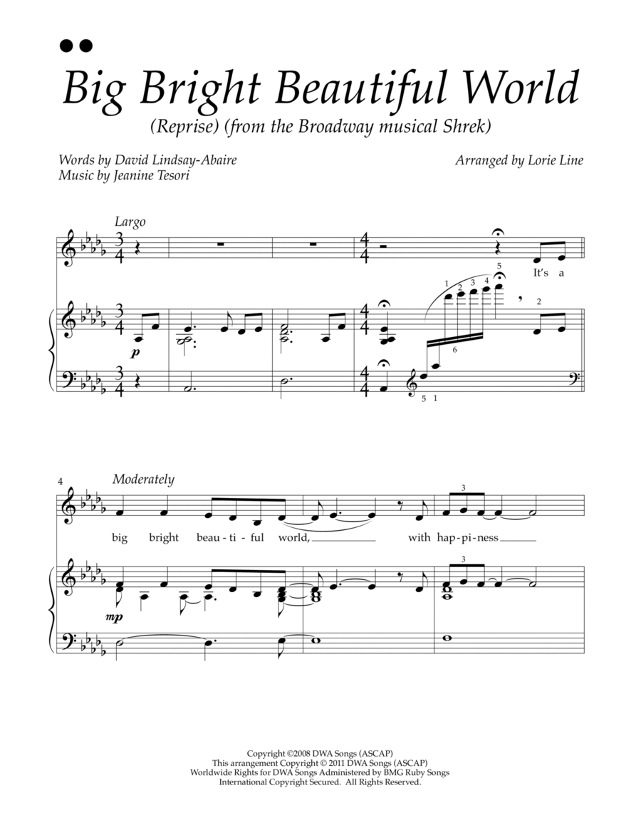 Big Bright Beautiful World (reprise) Piano Solo scores gallery preview page 1