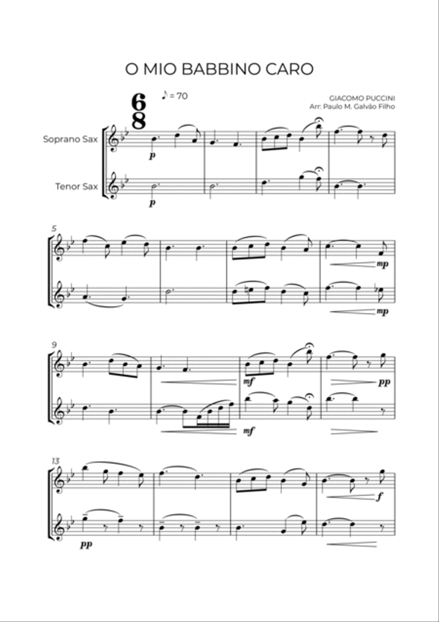O MIO BABBINO CARO - SAX SOPRANO & TENOR Woodwind Duet scores gallery preview page 2
