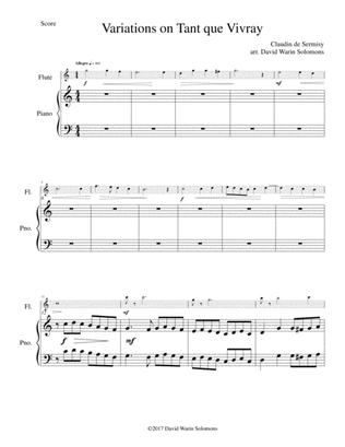Variations on Tant que vivray (as long as I live) for flute and piano