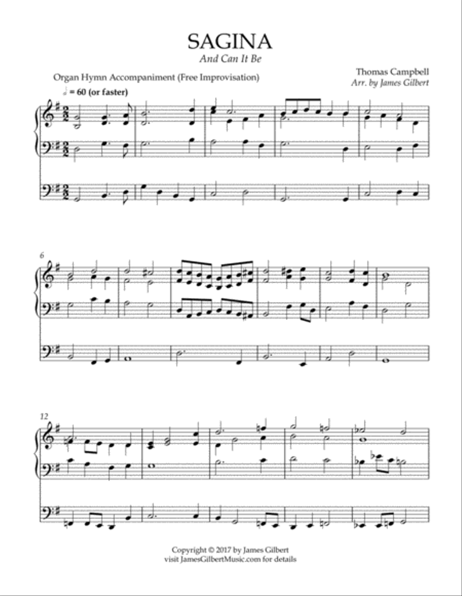 SAGINA (And Can It Be?) Organ Solo scores gallery preview page 2
