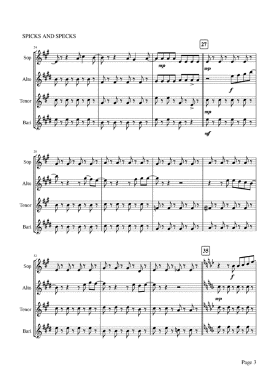 Spicks And Specks Woodwind Quartet scores gallery preview page 3