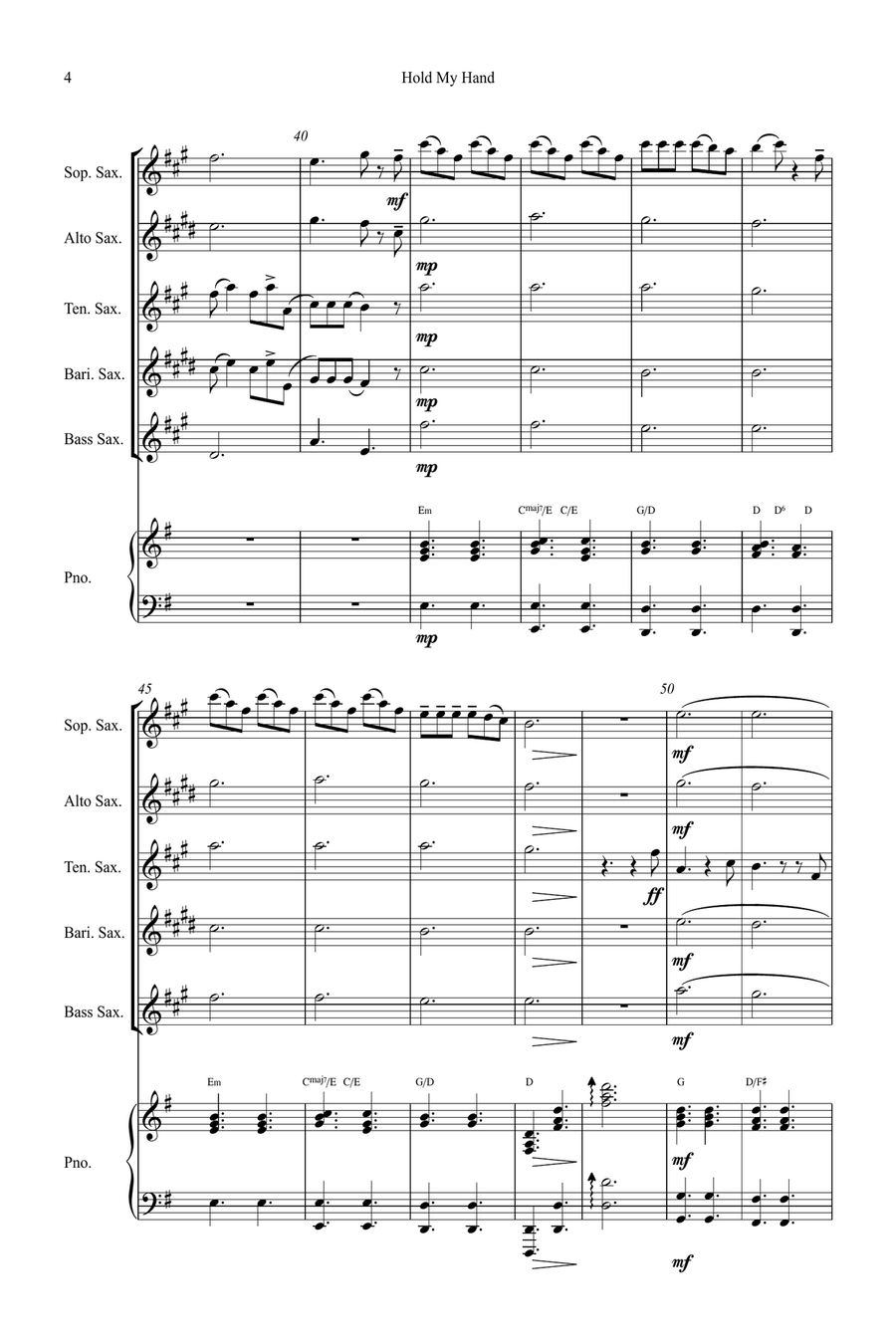 Hold My Hand Small Ensemble scores gallery preview page 4
