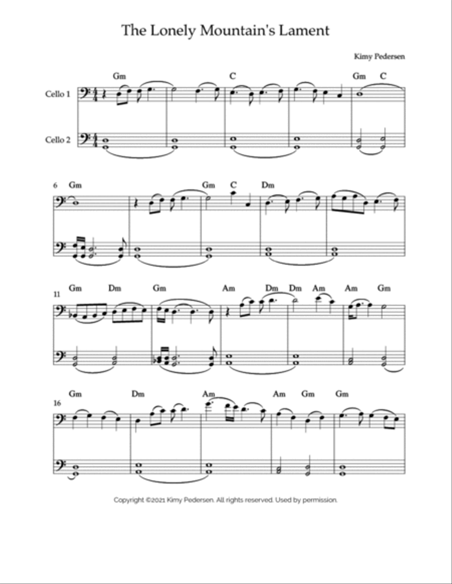 The Lonely Mountain's Lament Cello Solo scores gallery preview page 2