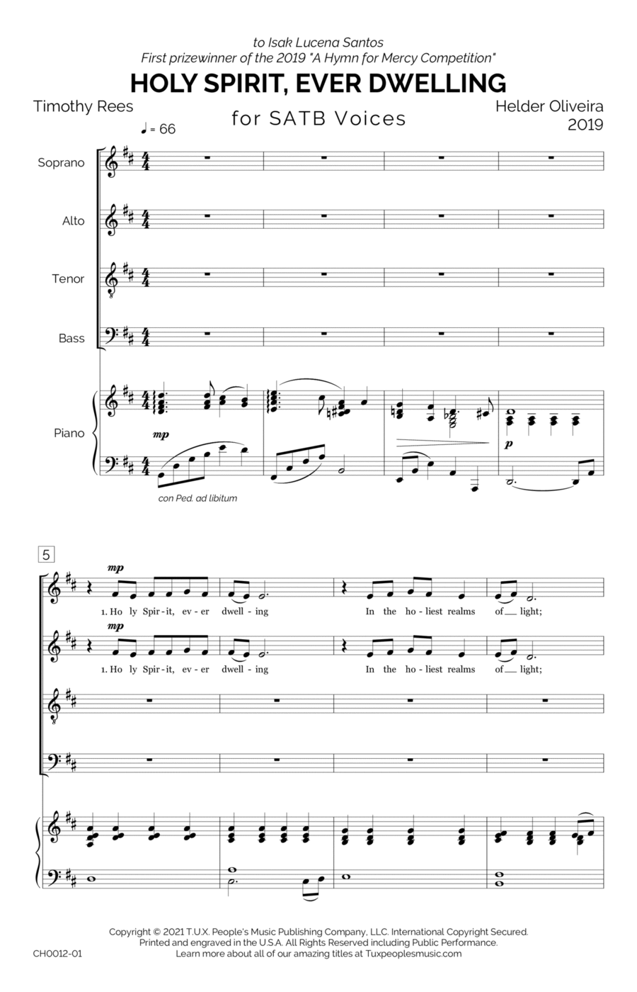 Holy Spirit, Ever Dwelling (No Natal) 4-Part scores gallery preview page 1
